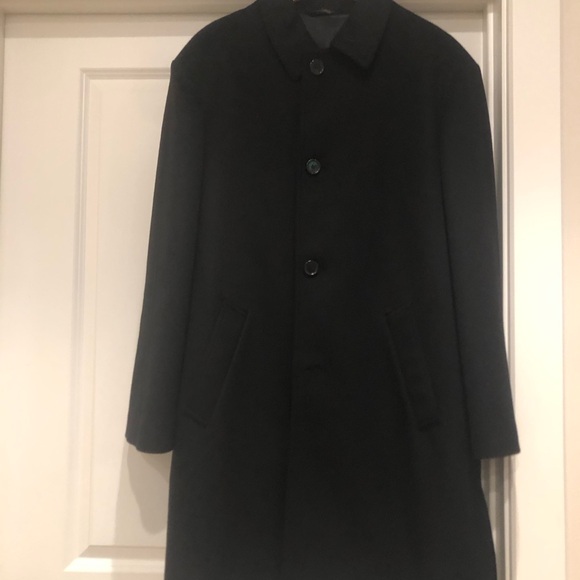MARIO VALENTE NWOT CASHMERE/WOOL LONG MEN’S COAT BLACK SIZE 42R - Picture 3 of 10